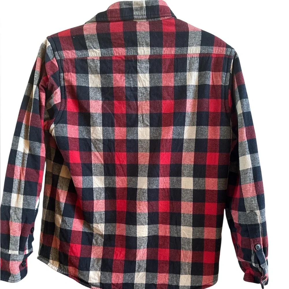 J.Crew Men’s‎ Size Small Red Black Plaid Long Sleeve Cotton Sherpa Lined Shacket